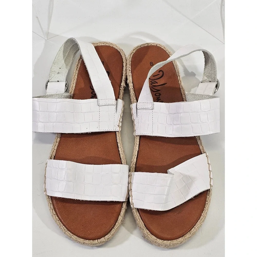 Dalson Espadrilles White Croc‎ Embossed Leather Slingback Sandals Womens 8 Spain